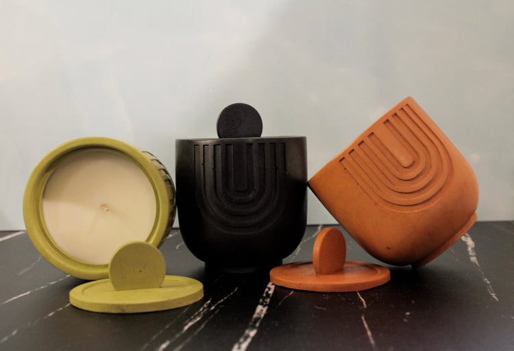 Black Concrete Vessel Candle