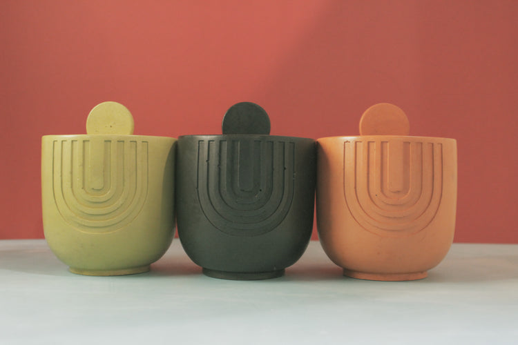 Red Concrete Vessel Candle