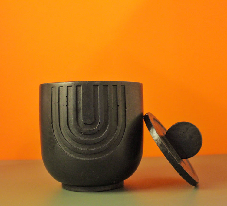 Black Concrete Vessel Candle