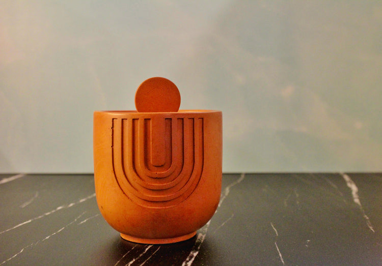 Red Concrete Vessel Candle