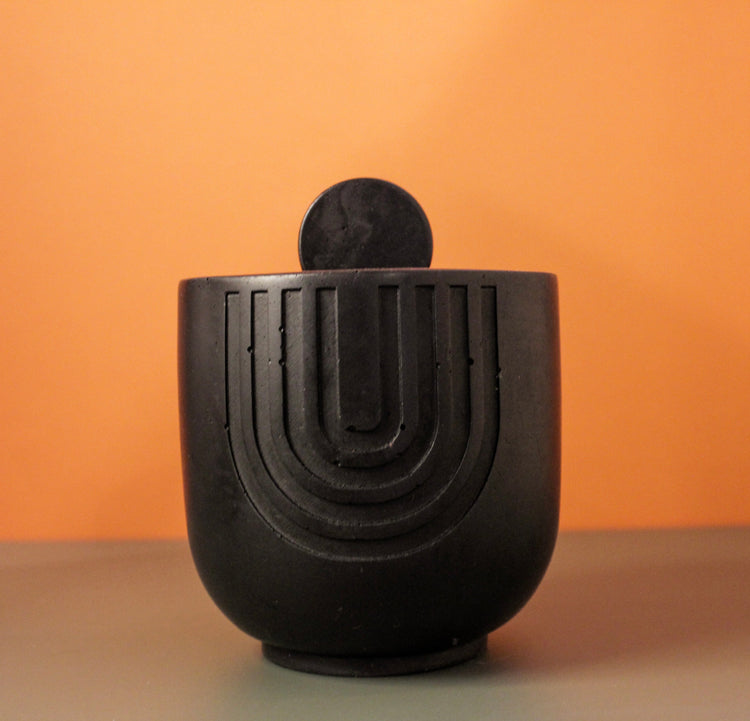 Black Concrete Vessel Candle