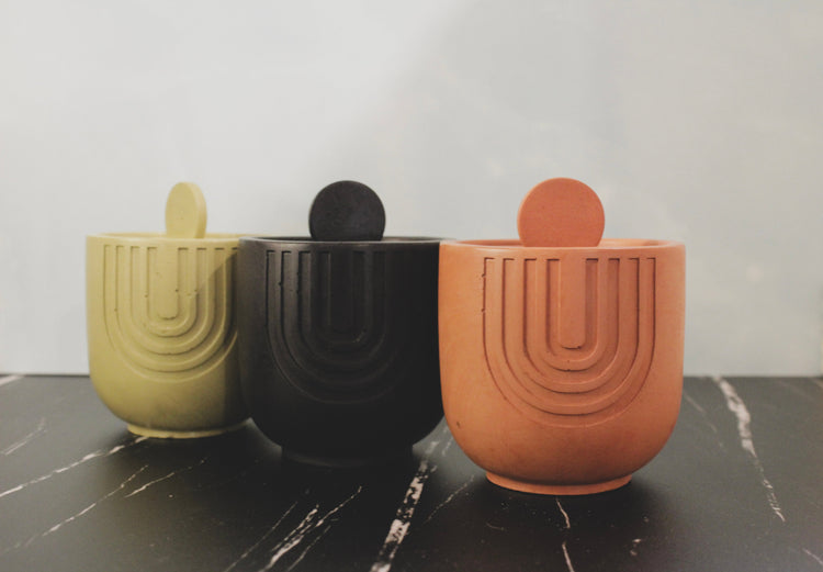 Black Concrete Vessel Candle