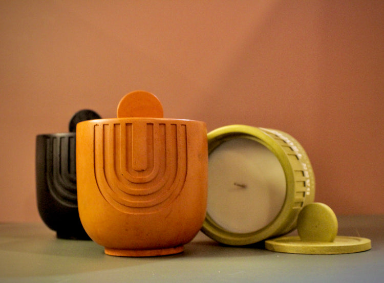 Red Concrete Vessel Candle
