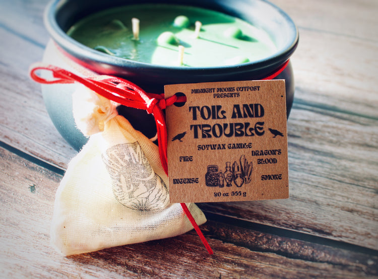 TOIL & TROUBLE CAULDRON CANDLE