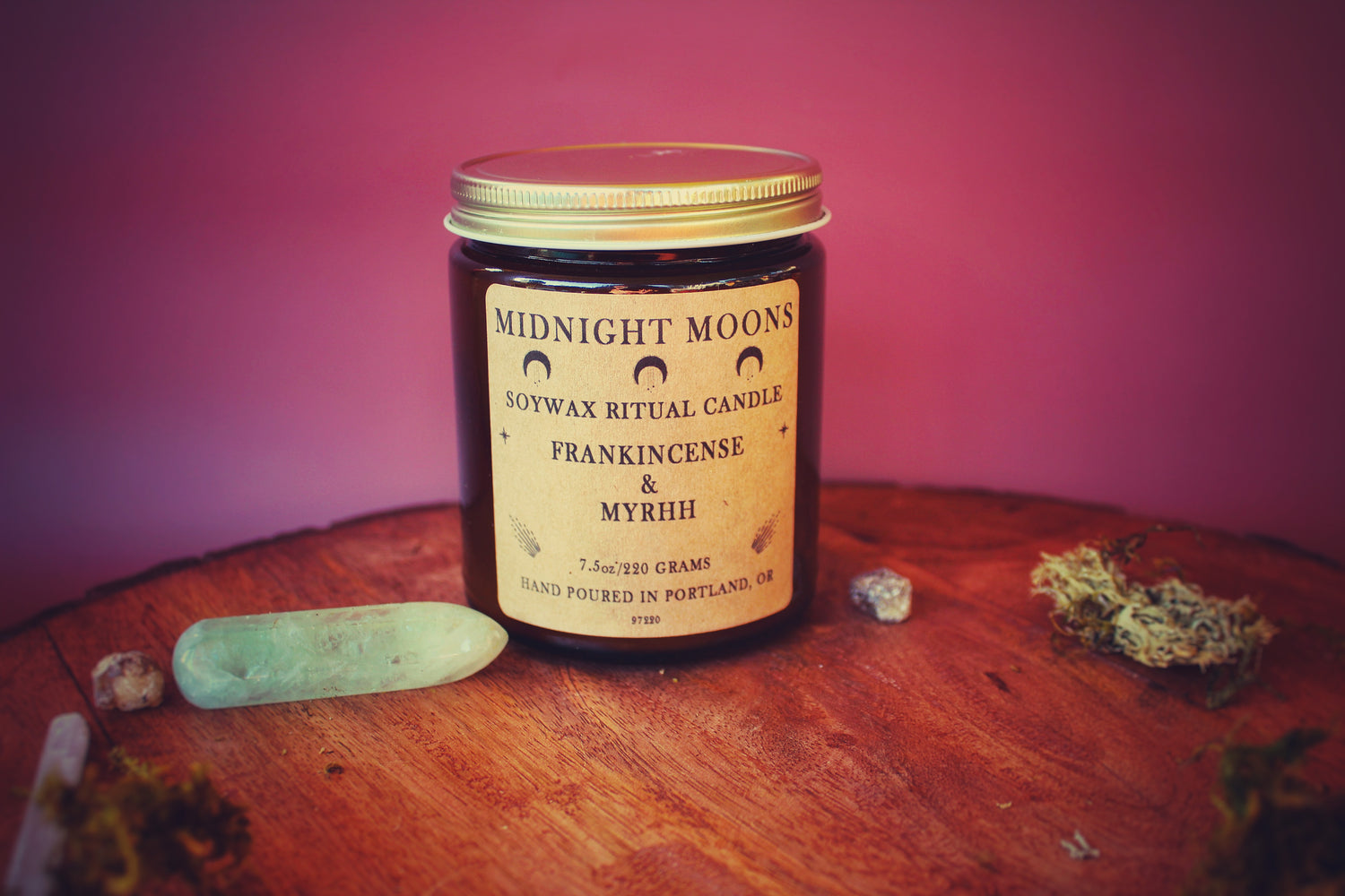 Frankincense & Myrrh Natural Candle w/ Tourmaline for Protection ~ Ess –